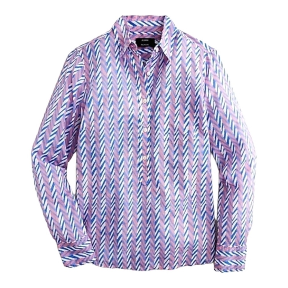 J. Crew Classic Popover Shirt in Chevron size 2X